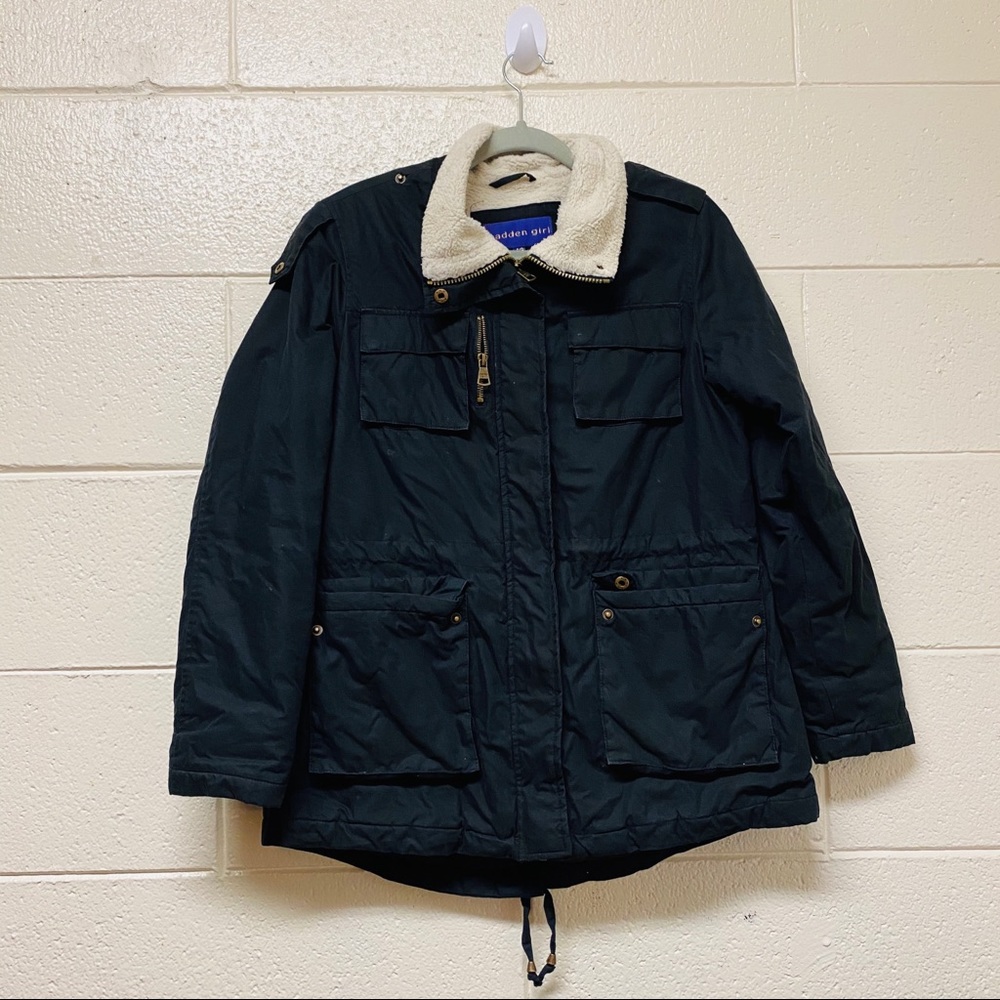 Madden Girl Utility Jacket Sherpa Lined Collar - Picture 2 of 8